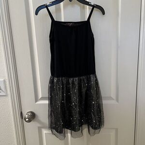 Imoga Lisette Dress Black Silver Metallic Moon and Stars Tulle Girls Size 10